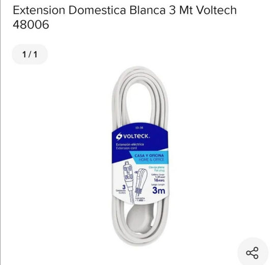 Foto de EXTENSION BLANCA ED-3B/ED-3C VOLTECH 3MTS/16AWG/11142/48006
