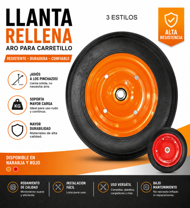 Foto de LLANTA RELLENA ARO CARRETILLO