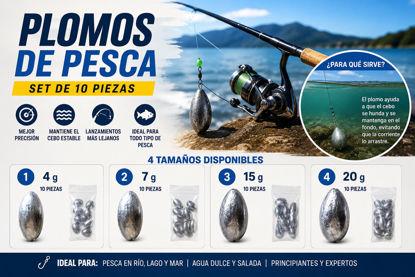 Foto de PLOMO PESCA SET 10 PCS OVALADO