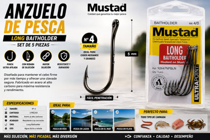 Foto de Anzuelo Pesca Set 5 pcs #4/0  *5cms* Mustad  O1T2899 (200)(--)