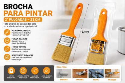 Foto de Brocha p/pintar 2" INGCO CHPTB68702 pelo amarillo 23cms