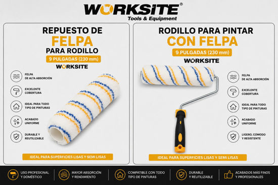 Foto de Rodillo y repuesto  p/pintar  WORKSITE 9"