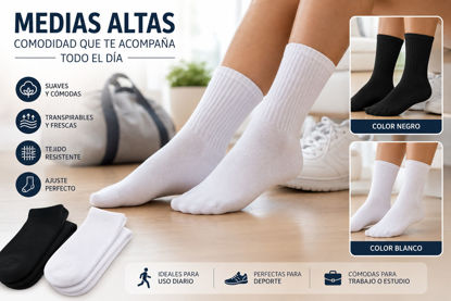 Foto de Medias Alta Blanca y negra N6S2407 (5000)
