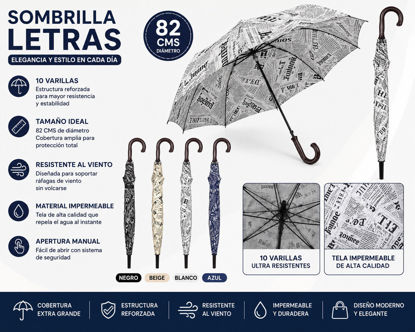 Foto de Sombrilla Letras Colores 10 Varillas GET44-17 (10 varillas) 82 cms (60)