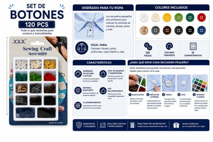 Foto de Set Botones 120 pcs X&X GET46-02 Blitser16 larg,11anc cms (240)