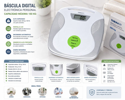 Foto de BASCULA BAÑO 150 KGS ELECTRONICA PERSONAL 986-COWW204WGBY/TH280W/2818HH THINNER CONAIR