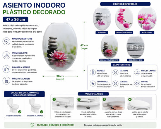 Foto de Asiento Inodoro Plast Red Universal Dec O8F28917 47x36 cms (12)