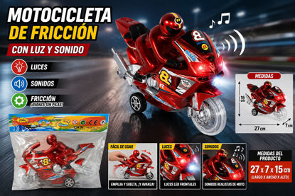 Foto de MOTOCICLETA FRICCION 46-B63988 LUZ Y SONIDO TOYS 23X7X15CMS