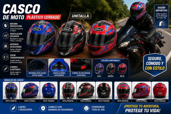 Foto de Casco moto Plastico Cerrado 2006  unitalla