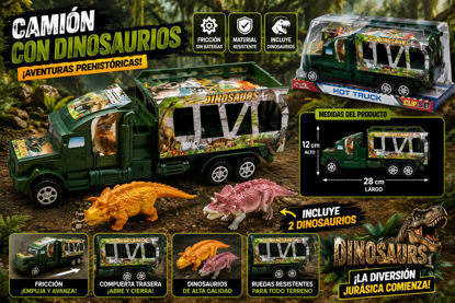 Foto de CAMION FRICCION C/ DINOSAURIO 832-46-A72731 HOT TRUCK / 28largx12alt cms (120)