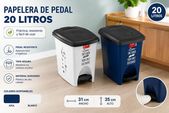 Foto de Papelera pedal 20lt care the earth estra