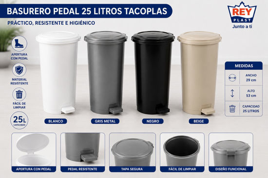 Foto de BASURERO PEDAL #3 25LTRS  TACOPLAST PLASTICO