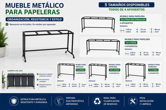 Foto de Mueble metalico p/papelera  4 aposentos (punto ecologico)