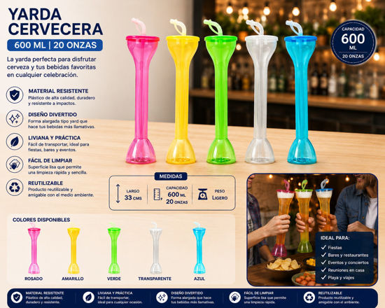 Foto de Yarda Cervecera Pet O192892 600 ml 20 onz 33 larg cms(100)