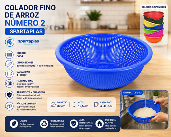 Foto de Colador fino arroz #2 spartaplast 0604 30x10.5cms 4 ltrs