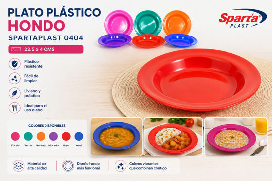 Foto de Plato Plastico hondo Spartaplast plastico 0404 22.5x4 cms (288)