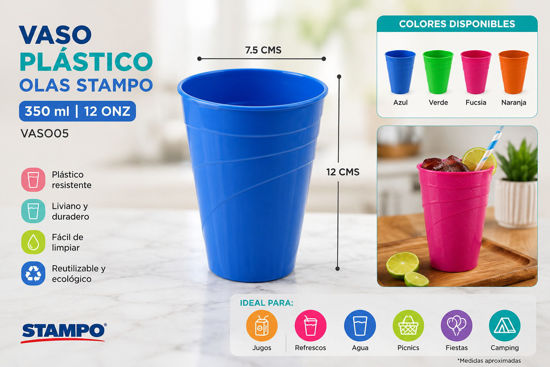 Foto de Vaso Plastico Olas Stampo VASO05 350ml 12onz 12alt,7.5anc cms (300)