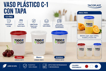 Foto de Vaso Plastico C-1 C c/tapa 12 onz Tacoplast