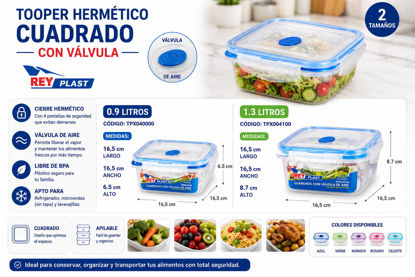 Foto de Tooper Hermético Cuad c/valv Reyplast