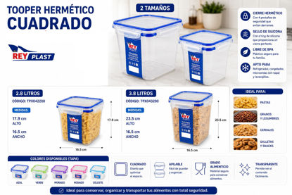 Foto de Tooper Hermético Cuadrado Reyplast