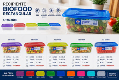 Foto de Recipiente Biofood Rectang rey  c/tapa