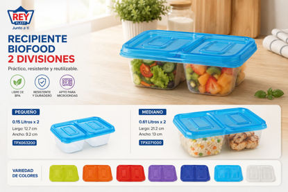 Foto de Recipiente c/ 2 divisiones c/tapa Taper Biofood Rey