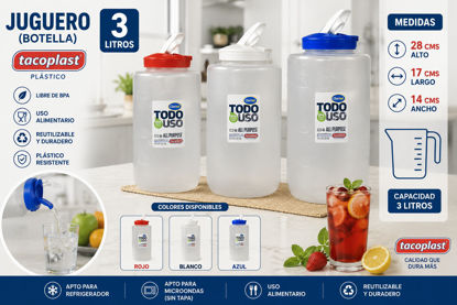 Foto de Juguero (Botella) 3ltr colores 03019 Tacoplast plastico