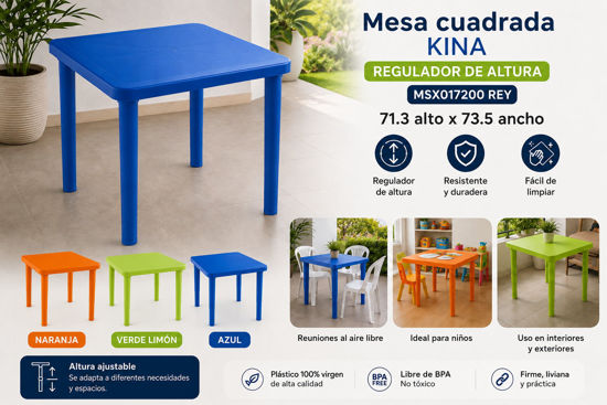 Foto de Mesa Cuadrada kina regulador altura Rey MSX017200 71.3alX 73.5an